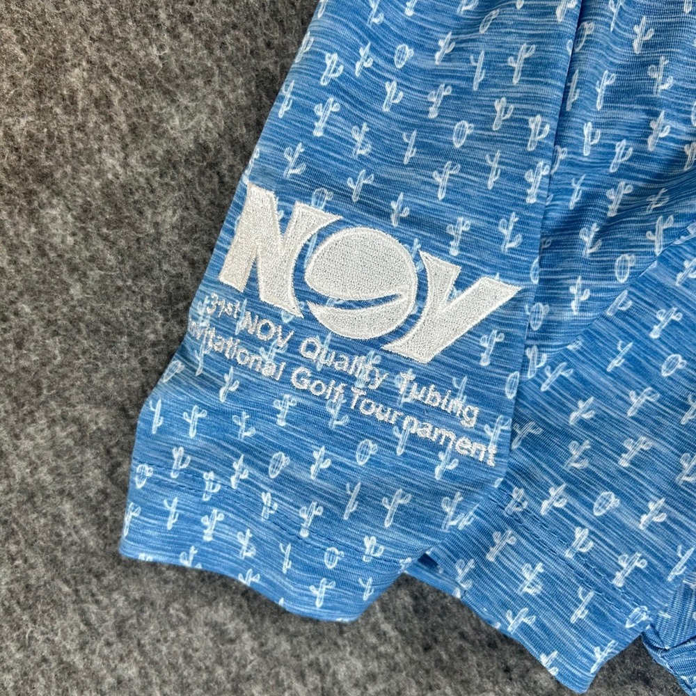 Johnnie-O Men XXL Barrels Blue Cactus Featherweight Golf UPF 50 Company Logo - Picture 5 of 8